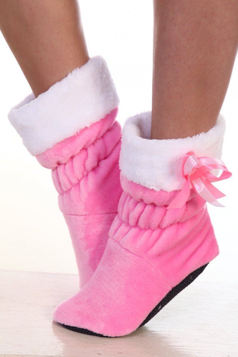 Носки на подошве  Розовый бант - Чулочно-носочные изделия